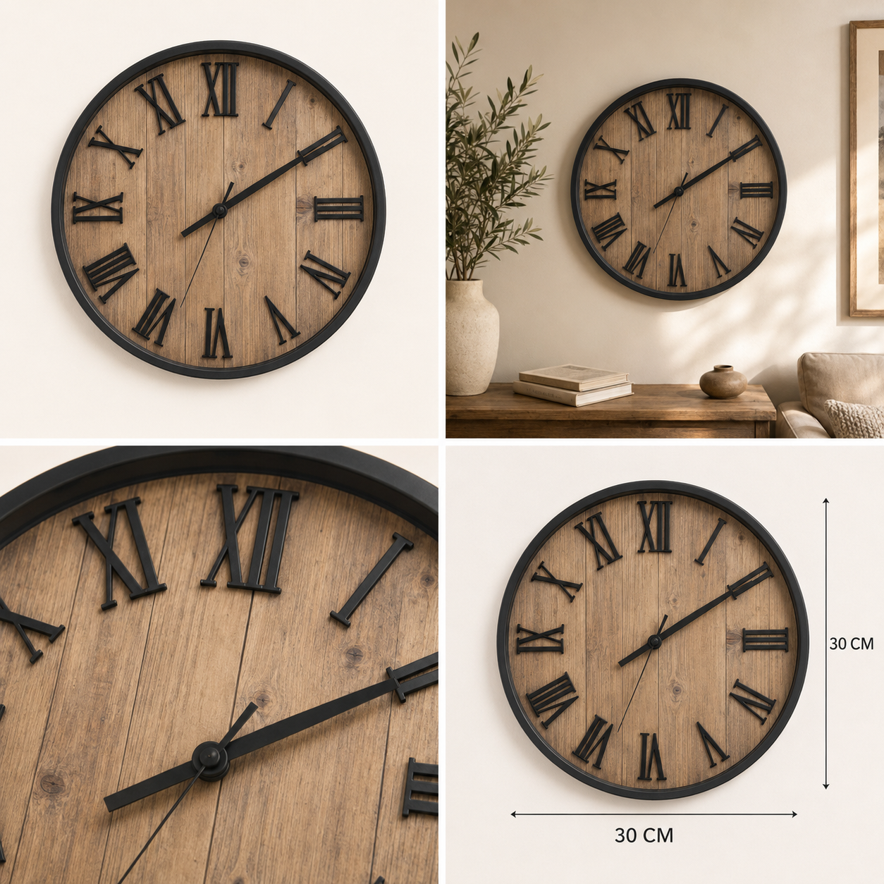 Horloge Murale Chiffre Romain 30CM – vue 2 du produit | ODECO