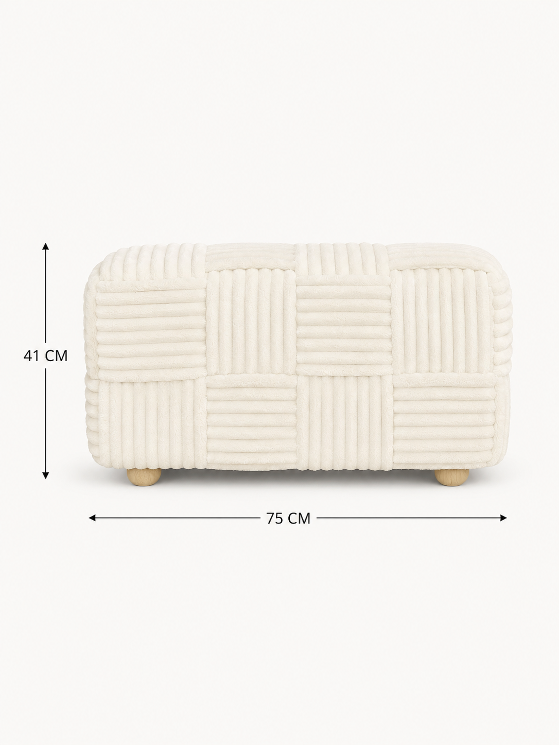 Pouf Carré Tissé Double Pieds Bois – vue 4 du produit | ODECO