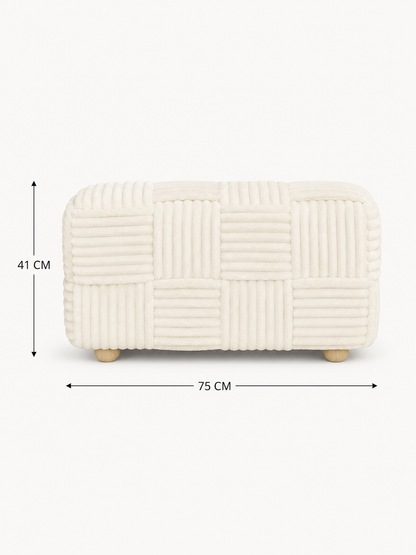 Pouf Carré Tissé Double Pieds Bois — vue 4, ODECO Boisbriand