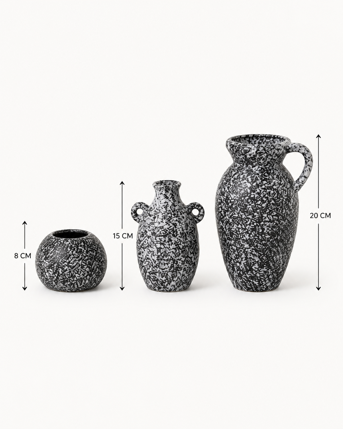Jeu de vases en céramique gris – 3 pièces – vue 3 du produit | ODECO