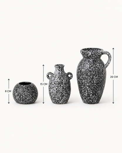 Jeu de vases en céramique gris – 3 pièces — vue 3, ODECO Boisbriand