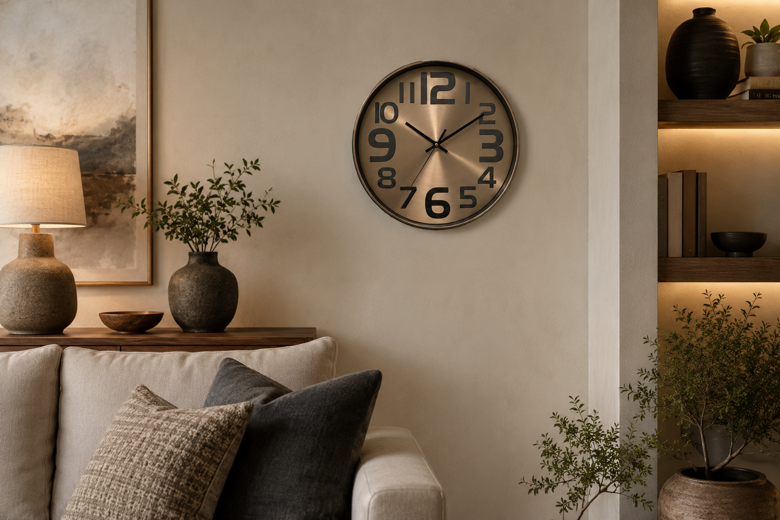 Horloge murale moderne bronze cuivré – 30 cm – vue principale | ODECO