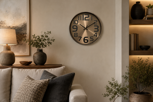 Horloge murale moderne bronze cuivré – 30 cm – vue principale | ODECO