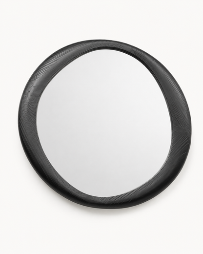 Miroir Organique Rond Bois Noir — vue 3, ODECO Boisbriand