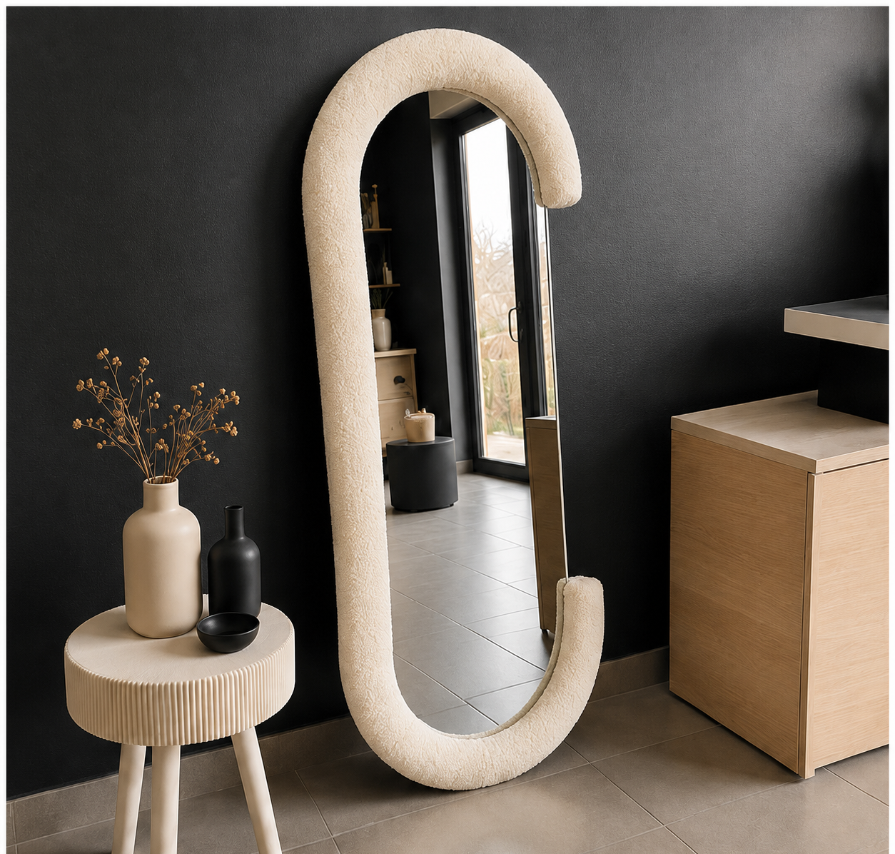 Miroir Fluffy sur Pied Blanc C – vue principale | ODECO