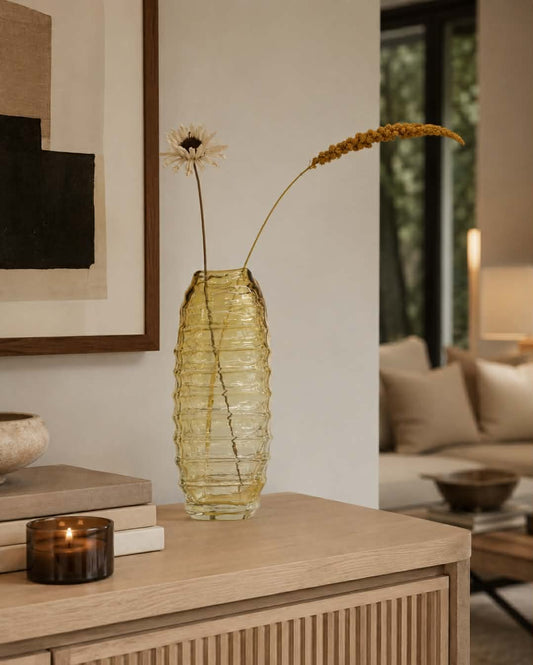 Vase en verre soufflé « La Ruche Dorée »