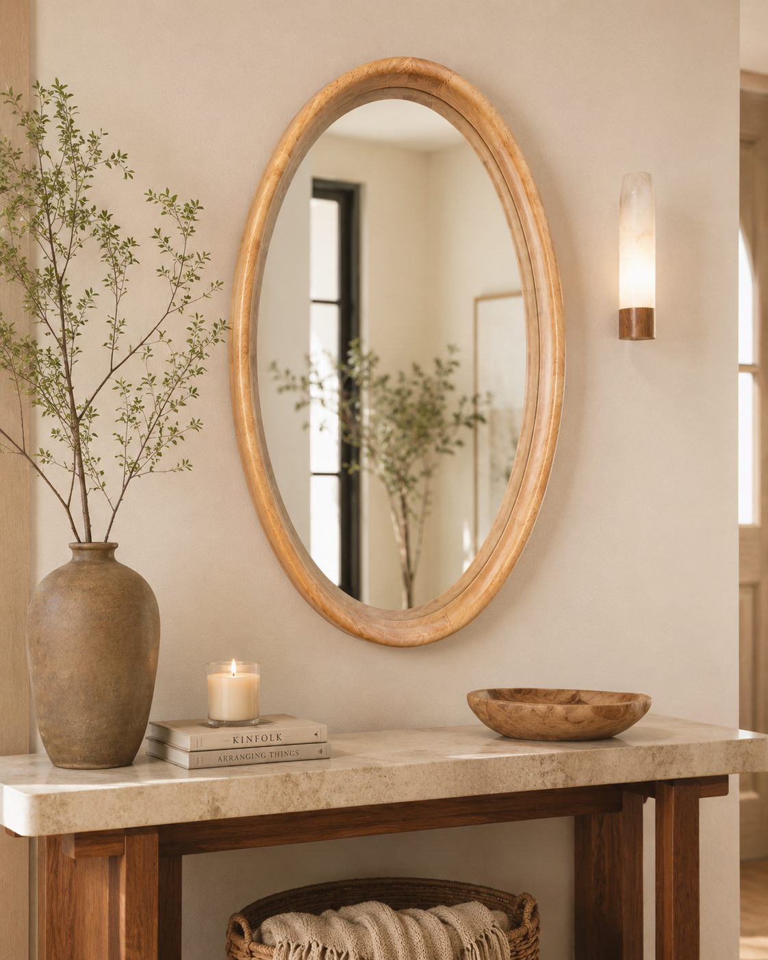 Miroir Ovale Bois Naturel (GM) – vue 3 du produit | ODECO