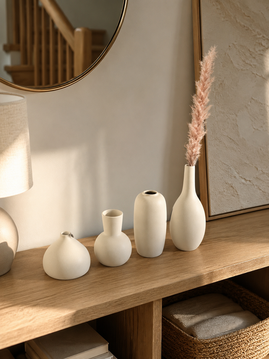 Jeu de Vase en Céramique Blanc Cassé – vue principale | ODECO