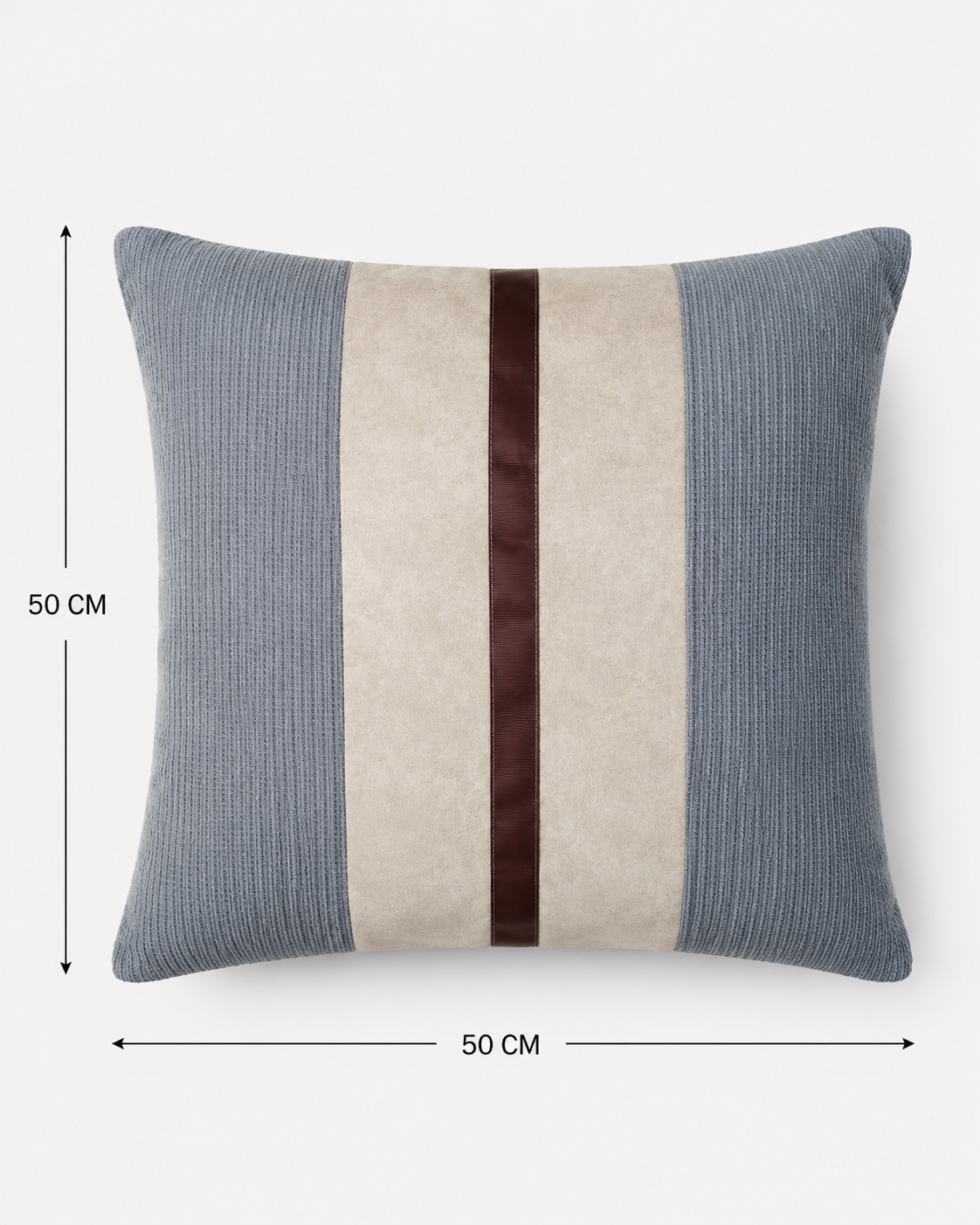 Coussin décoratif texturé avec bande centrale brune – vue 12 du produit | ODECO