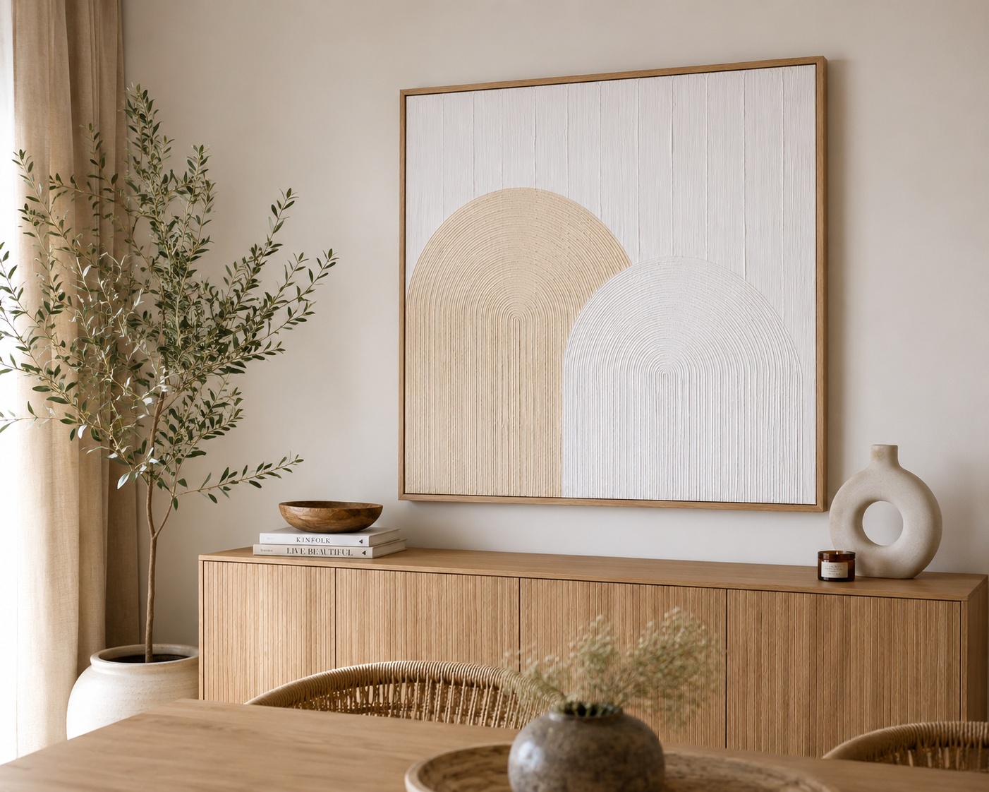 Tableau minimaliste sur toile jaune — 80 × 80 cm