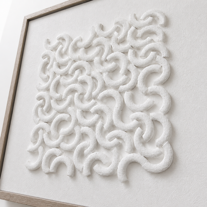 Tableau 3D Macaroni blanc — 40 × 40 cm — vue 3, ODECO Boisbriand