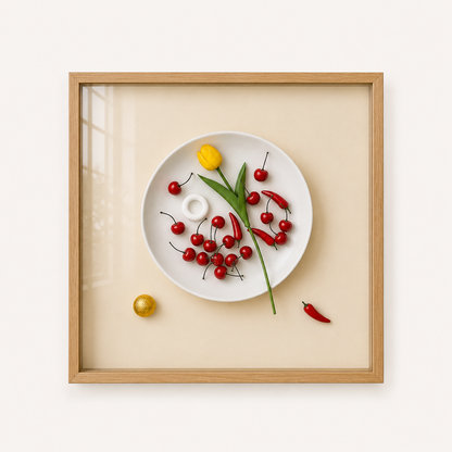 Tableau en relief cuisine assiette — 60 × 60 cm — vue 3, ODECO Boisbriand