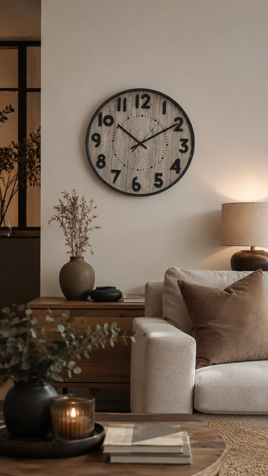 Horloge Murale Classic Noir Fond Gris 50cm – vue principale | ODECO