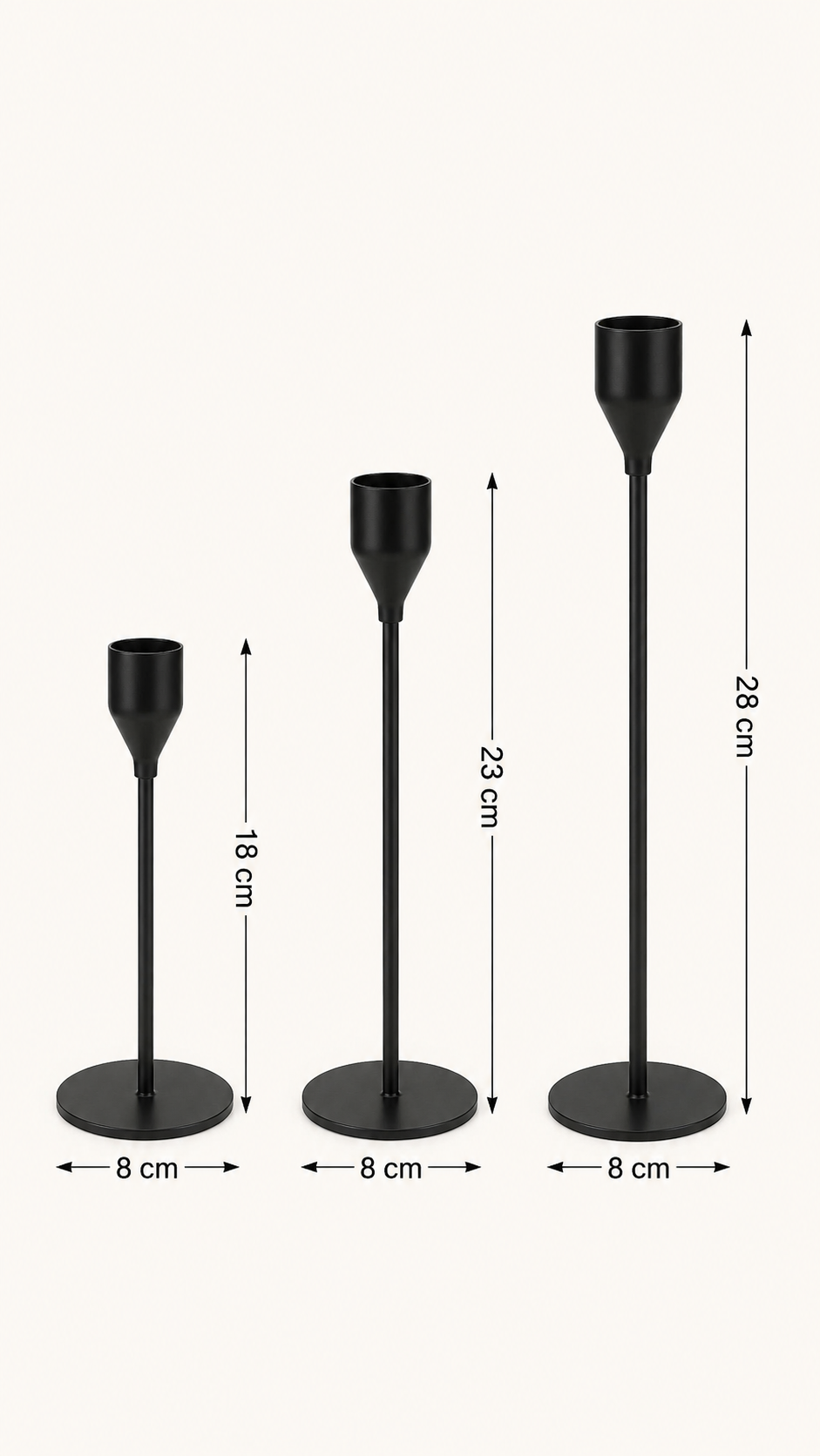 Ensemble de 3 bougeoirs classiques en métal noir – vue 5 du produit | ODECO