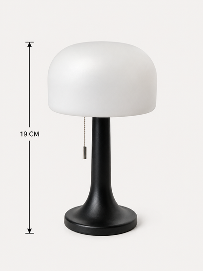 Lampe champignon rechargeable – noire, blanche et bois — vue 4, ODECO Boisbriand