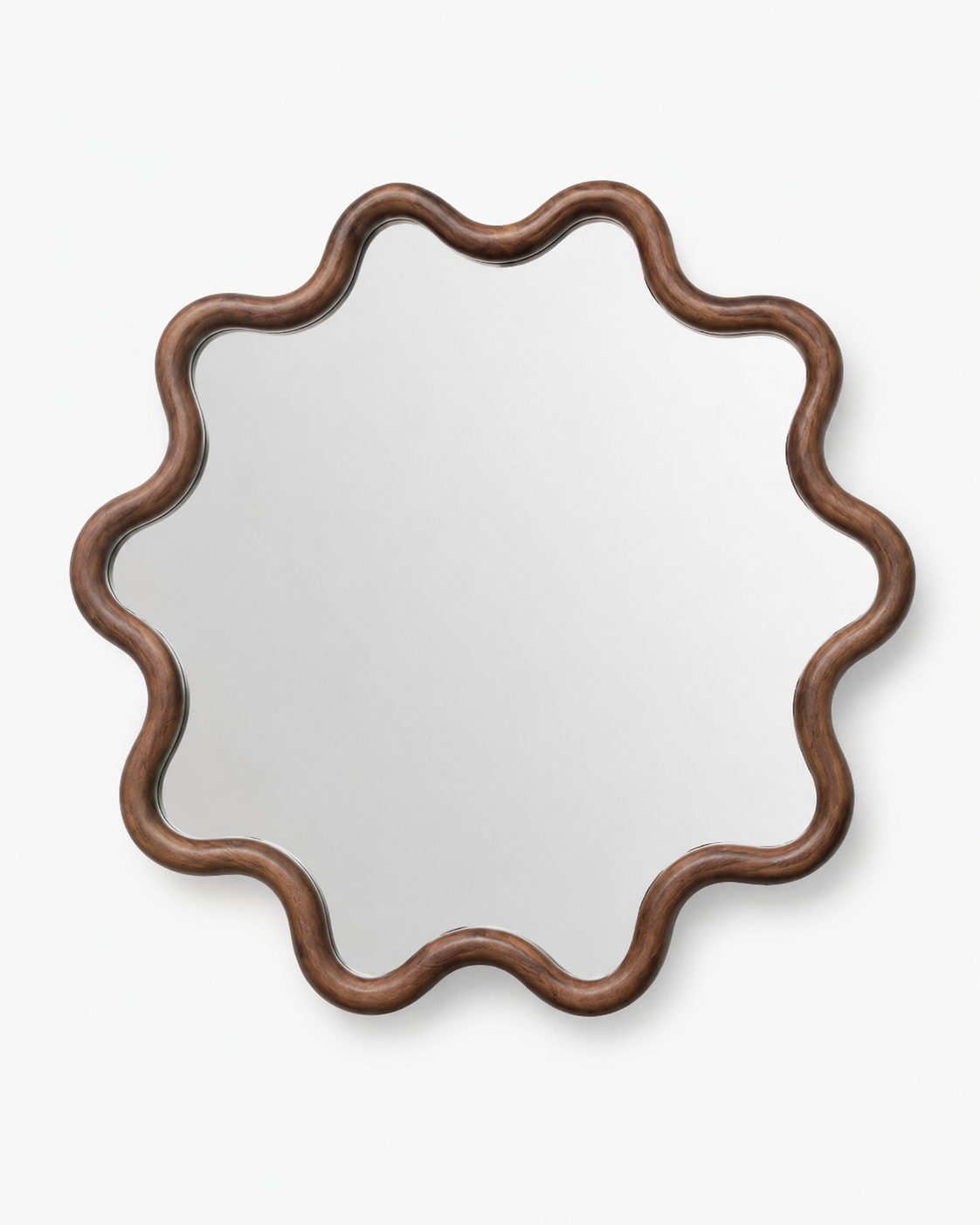 Miroir Scallopé Rond Bois Naturel Foncé – vue 3 du produit | ODECO