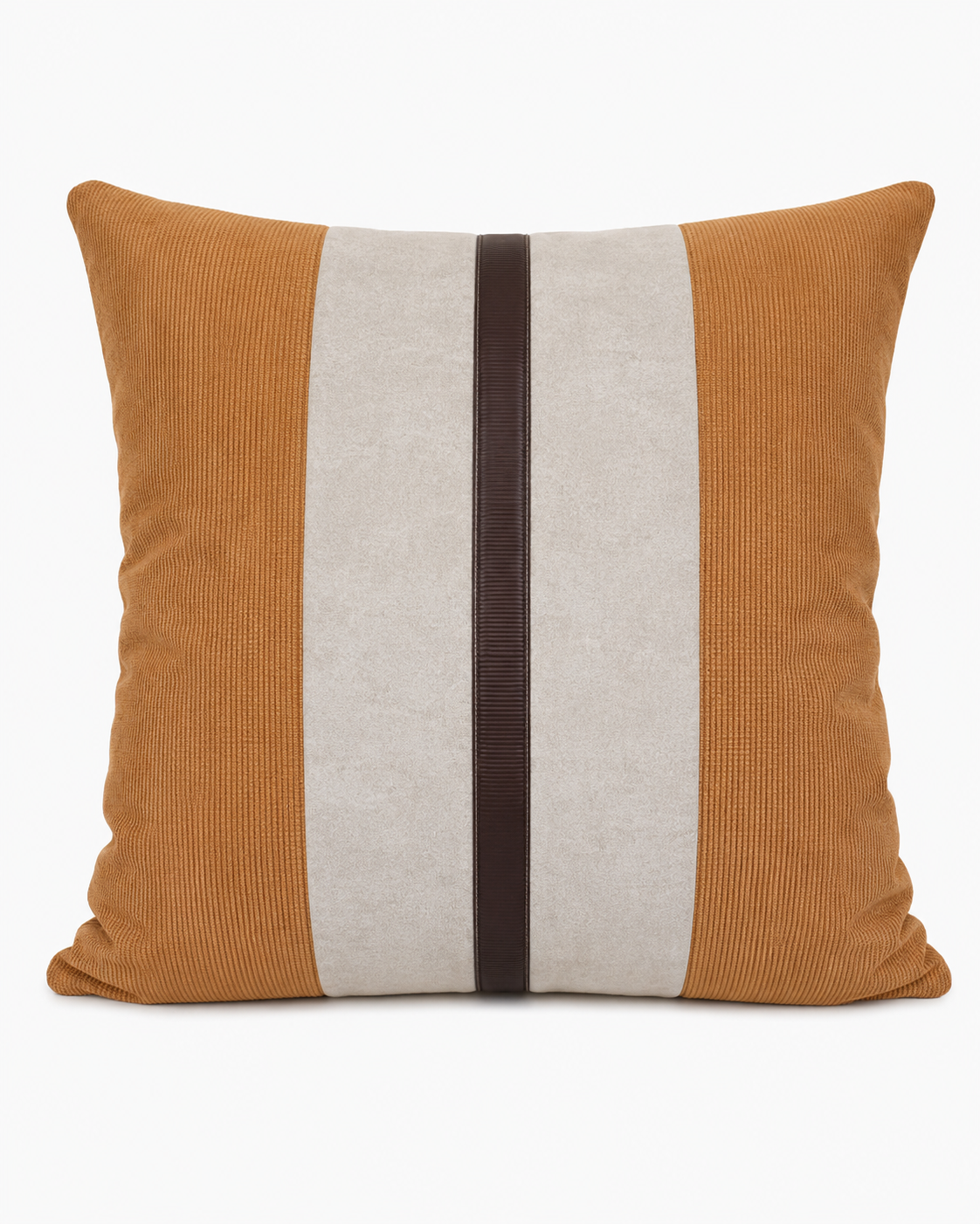Coussin décoratif texturé avec bande centrale brune – vue 5 du produit | ODECO