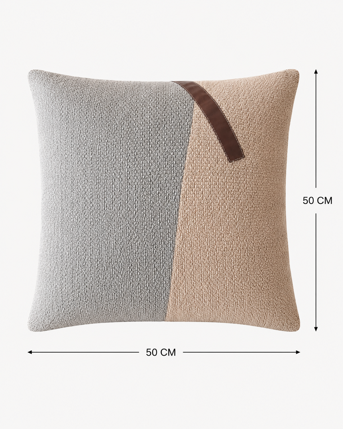 Coussin décoratif texturé asymétrique avec bande brune – vue 10 du produit | ODECO