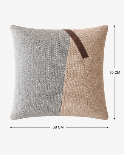 Coussin décoratif texturé asymétrique avec bande brune — vue 10, ODECO Boisbriand