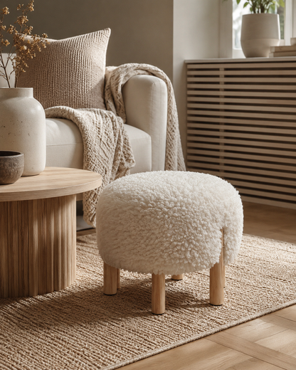 Tabouret Rond Bouclé — vue principale, ODECO Boisbriand