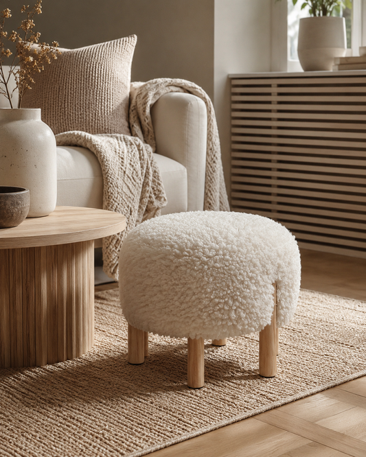 Tabouret Rond Bouclé – vue principale | ODECO