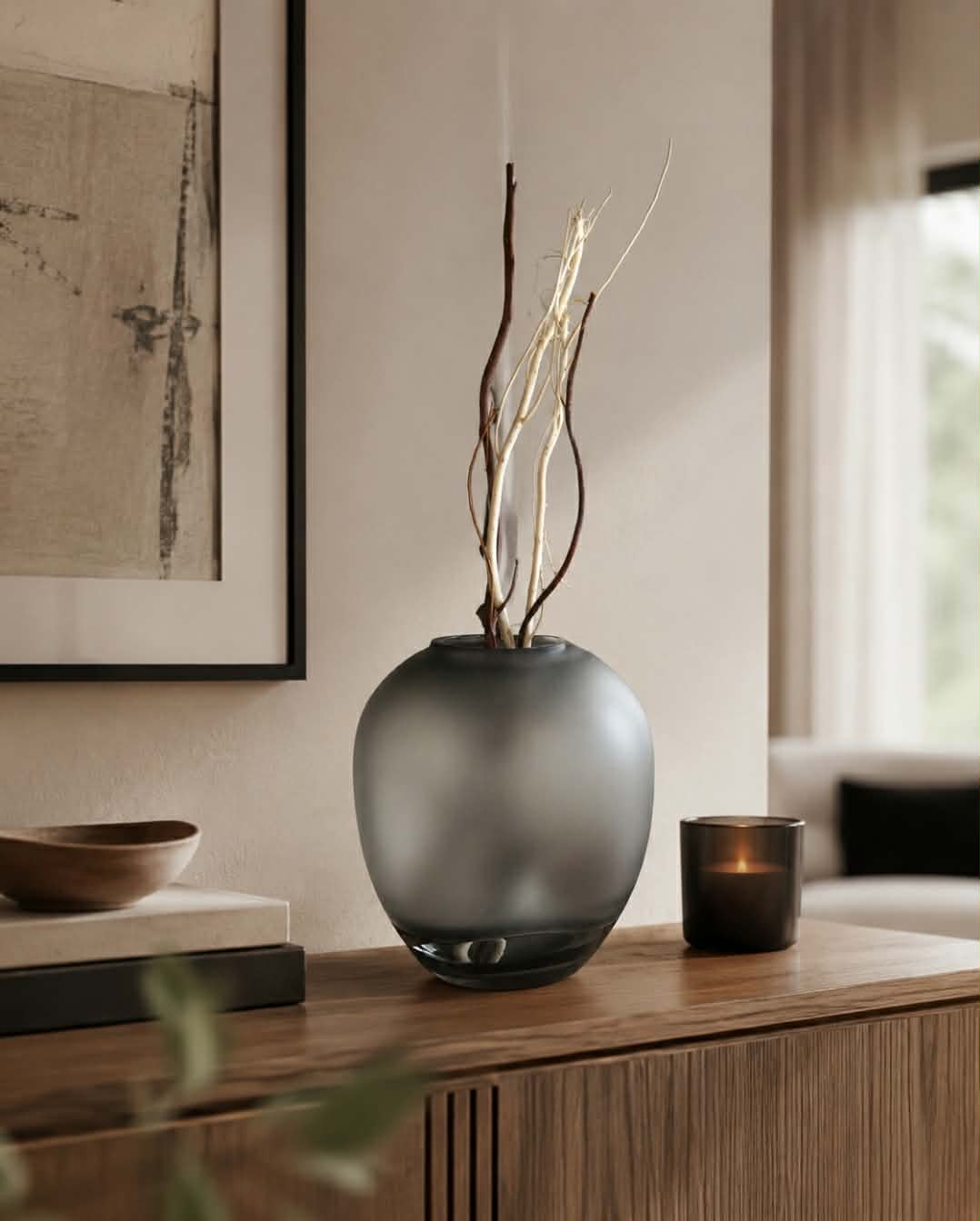 Vase en verre soufflé « Nuage de Cendre »