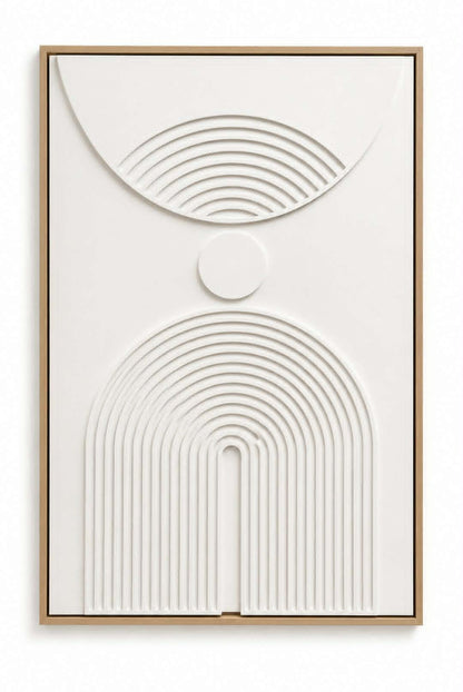 Tableau minimaliste 3D blanc — 60 × 90 cm — vue 3, ODECO Boisbriand