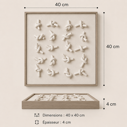 Tableau 3D Relief nœuds — 40 × 40 cm — vue 4, ODECO Boisbriand