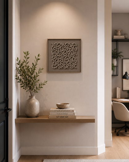 Tableau 3D Macaroni gris — 40 × 40 cm — vue 2, ODECO Boisbriand