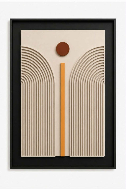 Tableau 3D minimaliste noir et orange — 60 × 90 cm – vue 2 du produit | ODECO