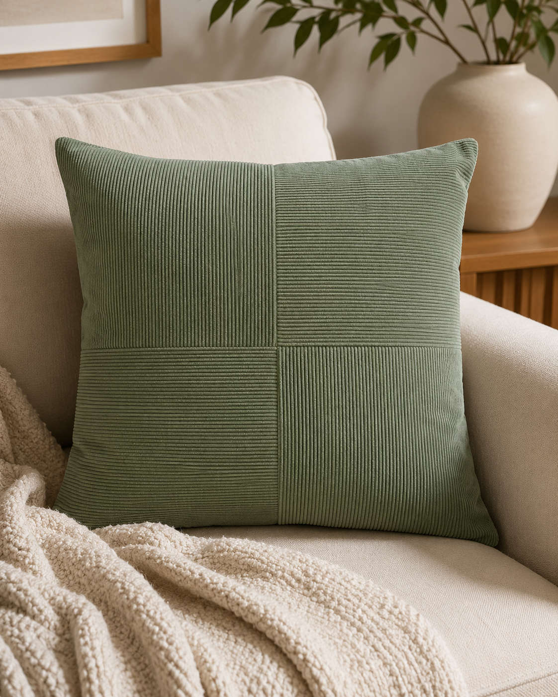 Coussin texturé à motifs quadrillés – 50 × 50 cm – vue 2 du produit | ODECO