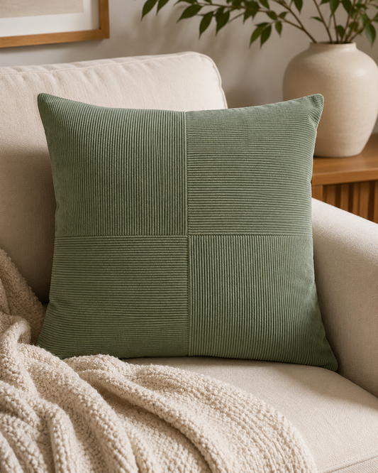 Coussin texturé à motifs quadrillés – 50 × 50 cm – vue 2 du produit | ODECO