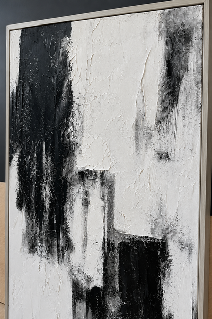 Tableau abstrait sur toile noir et blanc — 100 × 70 cm — vue 3, ODECO Boisbriand