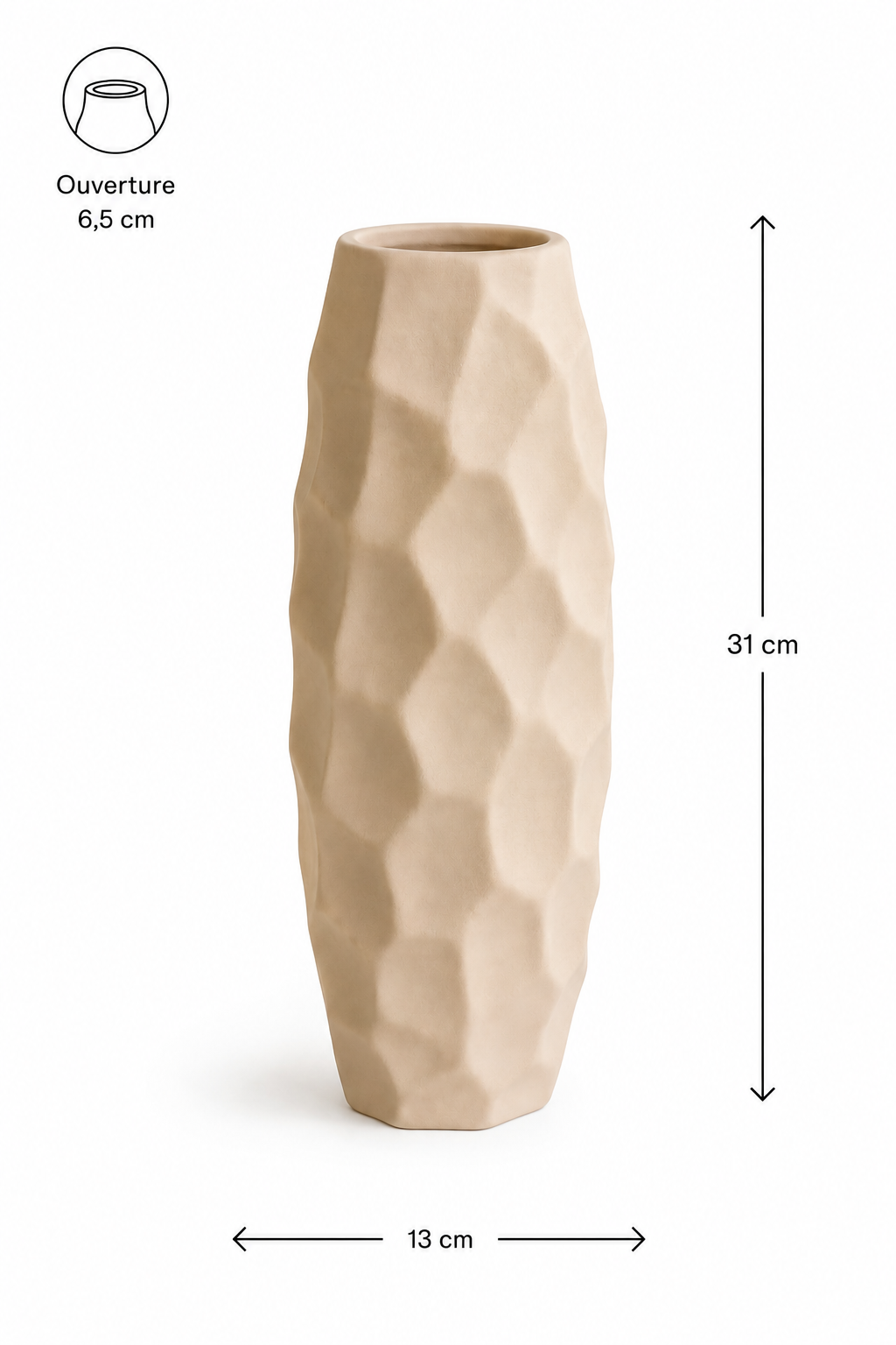 Vase en Céramique « Nid d’abeille » (GM) – vue 2 du produit | ODECO