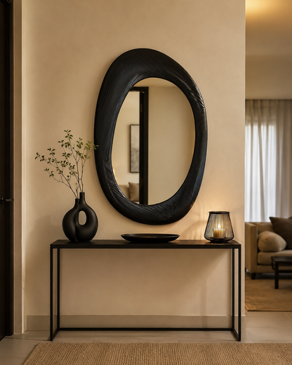 Miroir Organique Ovale Bois Noir — vue 2, ODECO Boisbriand