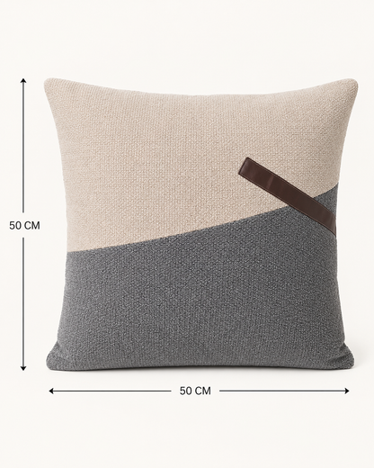 Coussin décoratif texturé asymétrique avec bande brune — vue 12, ODECO Boisbriand