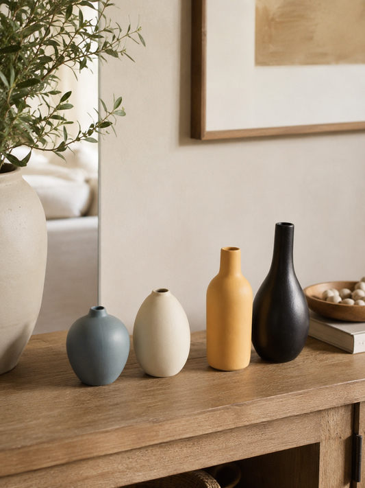 Jeu de vases en céramique multicolores – 4 pièces – vue principale | ODECO