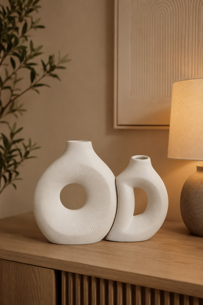 Jeu de Vase Blanc Cassé Jumeaux — vue principale, ODECO Boisbriand