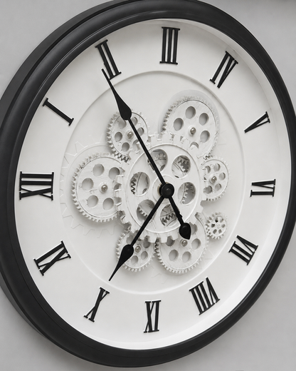 Horloge vintage noire et blanche — 40 cm — vue 2, ODECO Boisbriand