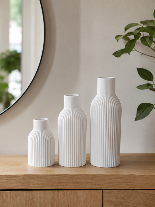 Jeu de Vase en Céramique Blanc Classique – vue principale | ODECO