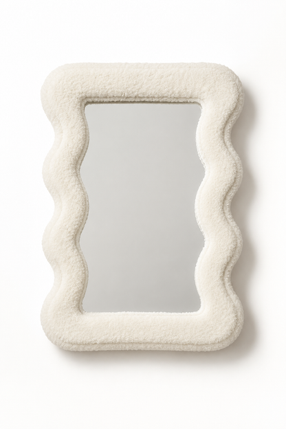 Miroir Scallopé Fluffy Blanc — vue 2, ODECO Boisbriand