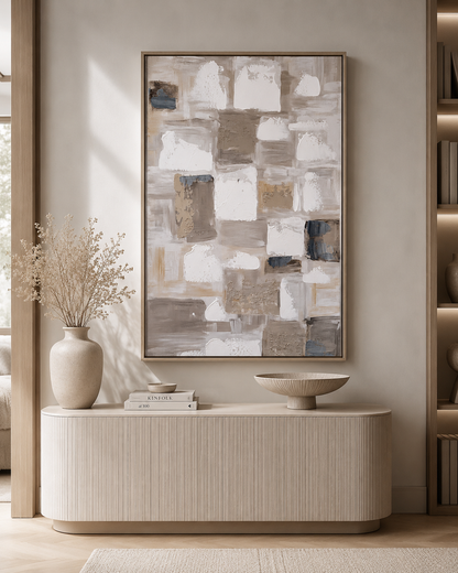 Tableau abstrait sur toile gris — 80 × 80 cm — vue principale, ODECO Boisbriand