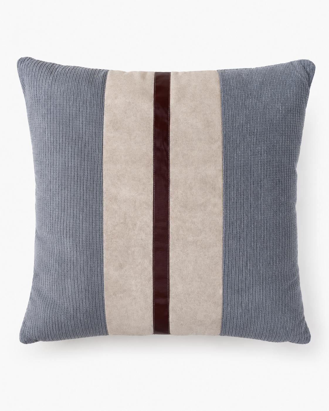 Coussin décoratif texturé avec bande centrale brune – vue 6 du produit | ODECO