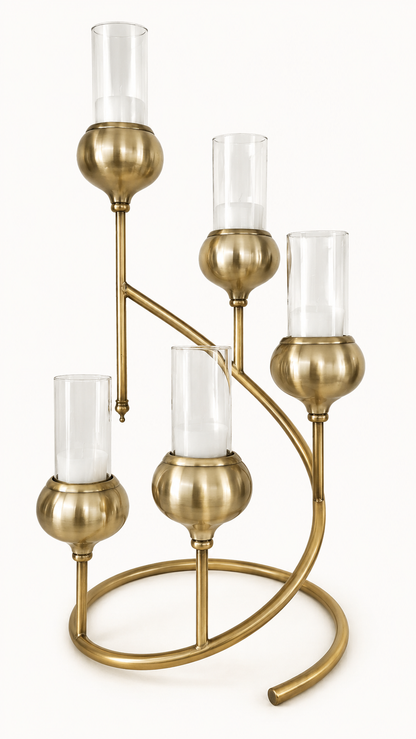Chandelier Bronze en Spirale 5 Branches — vue 2, ODECO Boisbriand
