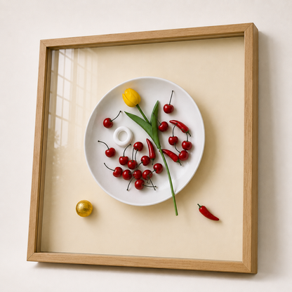 Tableau en relief cuisine assiette — 60 × 60 cm — vue 4, ODECO Boisbriand