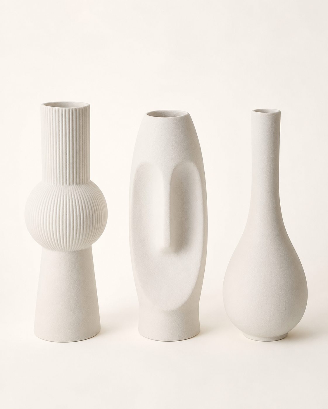 Jeu de vases-figurines en céramique blanche – 3 pièces – vue 3 du produit | ODECO