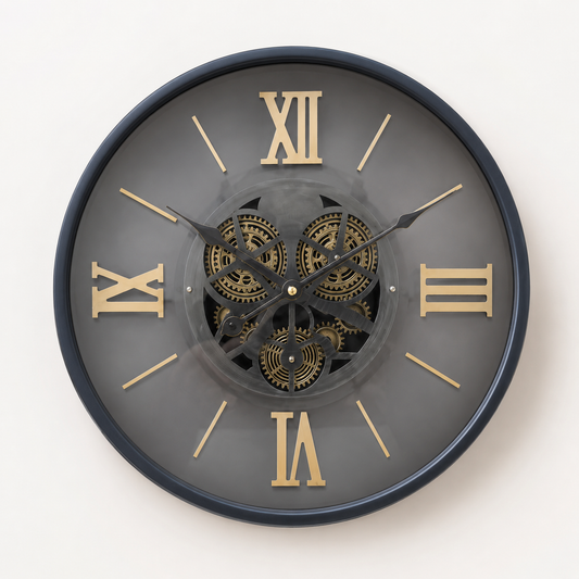 Horloge Vintage Engrenage Visible Noir – vue 2 du produit | ODECO