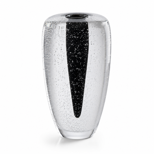 Vase en verre soufflé cylindrique noir « Saturne » – vue 2 du produit | ODECO