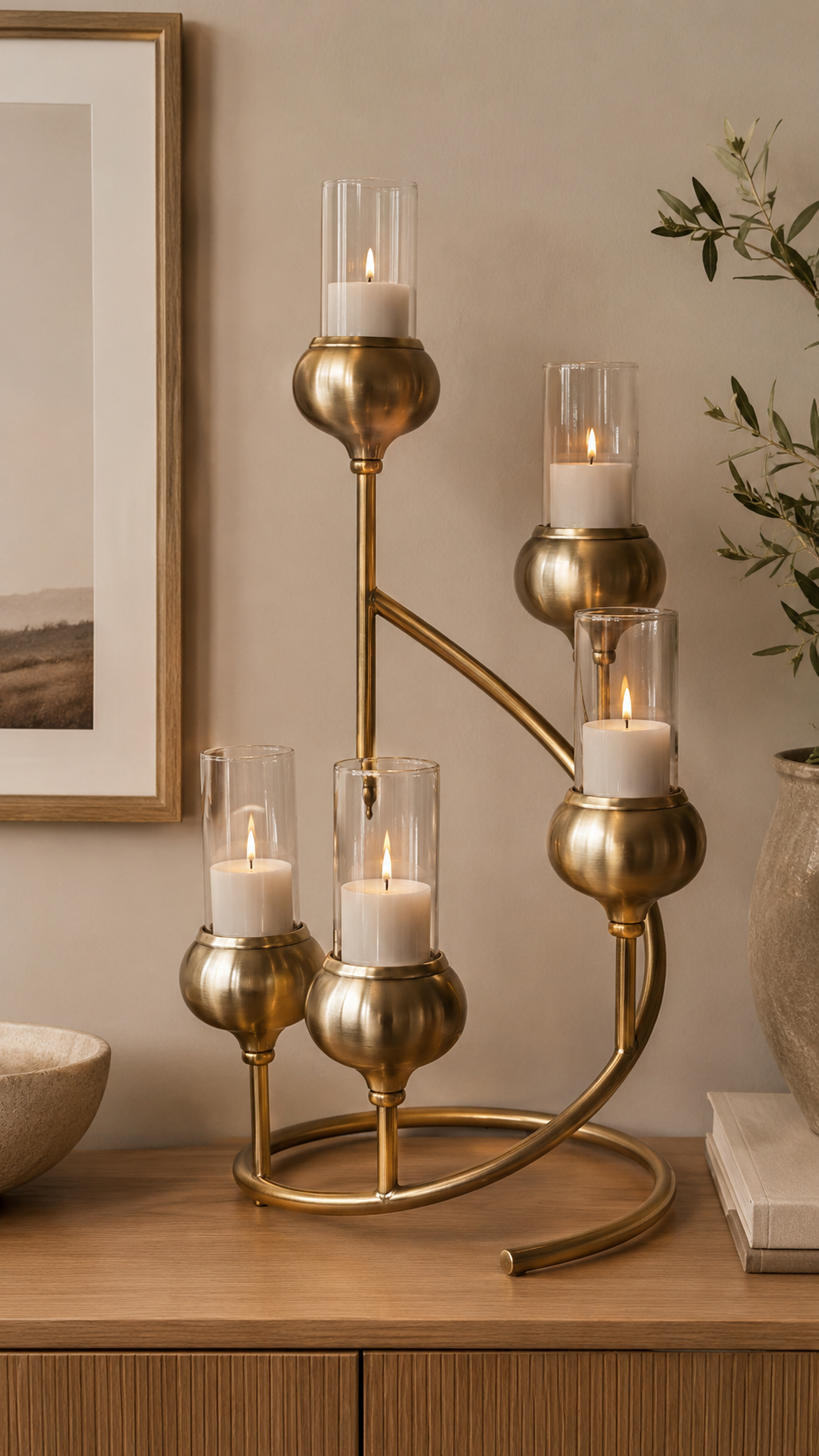 Chandelier Bronze en Spirale 5 Branches – vue principale | ODECO
