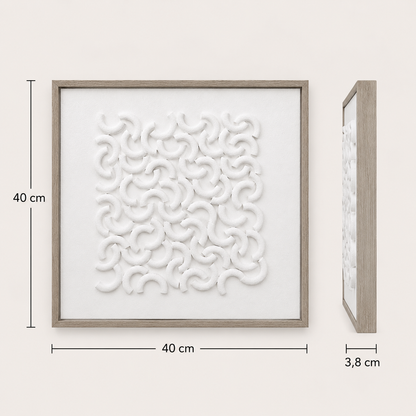 Tableau 3D Macaroni blanc — 40 × 40 cm — vue 4, ODECO Boisbriand